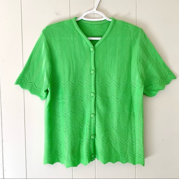Vintage Sweaters | Vintage Lime Green Short Sleeve Cardigan | Color: Green | Size: M | Ladyjenna80's Closet